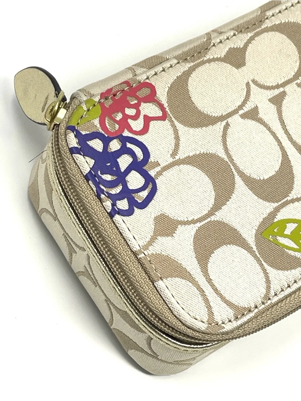 Coach Daisy Applique Signature Jewelry Case Small 6x4x2